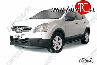 5 939 р. Защита переднего бампера Arbori (короткая, черная, 1 труба d57 mm). Nissan Qashqai 1 дорестайлинг (2007-2010)  с доставкой в г. Пермь