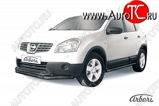 7 703 р. Защита переднего бампера Arbori (черная, 2 трубы d57 и 42 mm) Nissan Qashqai 1 дорестайлинг (2007-2010)  с доставкой в г. Пермь