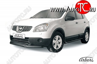 7 199 р. Защита переднего бампера Arbori (черная, 2 трубы d57 и 42 mm)  Nissan Qashqai  1 (2007-2010) дорестайлинг  с доставкой в г. Пермь