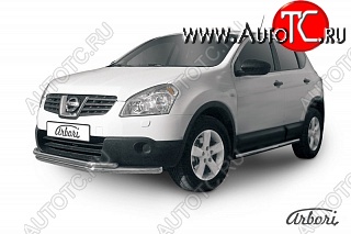 14 579 р. Защита переднего бампера Arbori (нержавейка, 2 трубы d57 и 42 mm)  Nissan Qashqai  1 (2007-2010) дорестайлинг  с доставкой в г. Пермь