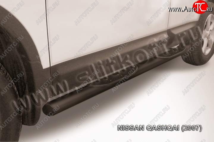 12 399 р. Защита порогов Slitkoff  Nissan Qashqai  1 (2007-2010) дорестайлинг (Цвет: серебристый)  с доставкой в г. Пермь