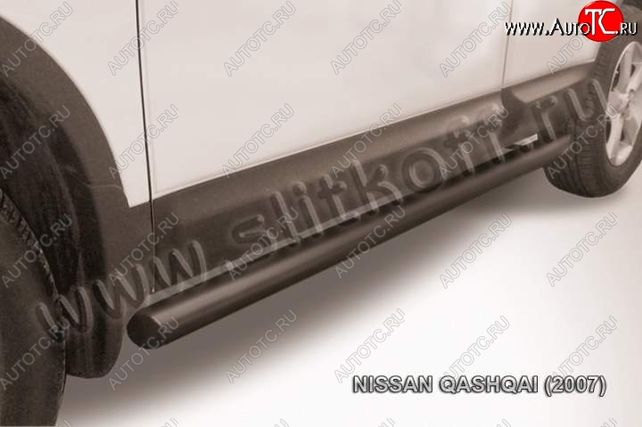 10 599 р. Защита порогов Slitkoff  Nissan Qashqai  1 (2007-2010) дорестайлинг (Цвет: серебристый)  с доставкой в г. Пермь