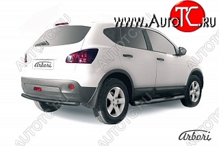3 644 р. Защита заднего бампера Arbori (черная, 1 труба d57 mm). Nissan Qashqai 1 дорестайлинг (2007-2010)  с доставкой в г. Пермь