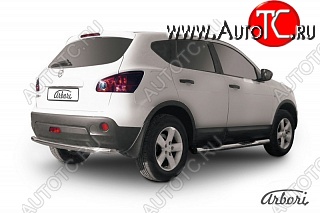 9 809 р. Защита заднего бампера Arbori (нержавейка, 1 труба d57 mm). Nissan Qashqai 1 дорестайлинг (2007-2010)  с доставкой в г. Пермь