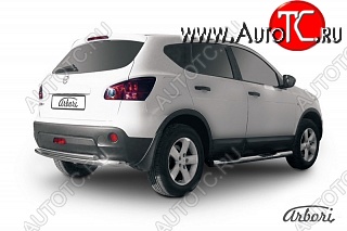 10 709 р. Защита заднего бампера Arbori (нержавейка, 2 трубы d57 и 42 mm). Nissan Qashqai 1 дорестайлинг (2007-2010)  с доставкой в г. Пермь