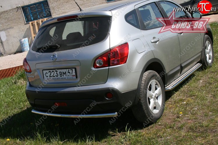 8 369 р. Защита заднего бампера Souz-96 (d60) Nissan Qashqai 1 дорестайлинг (2007-2010)  с доставкой в г. Пермь