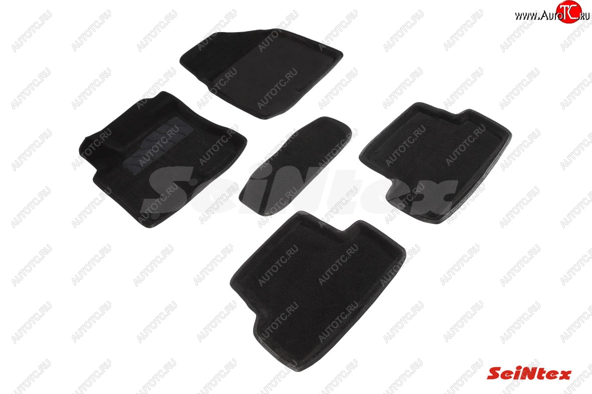 5 449 р. Комплект 3D ковриков в салон (ворсовые / чёрные) Seintex Nissan Qashqai 1 дорестайлинг (2007-2010)  с доставкой в г. Пермь