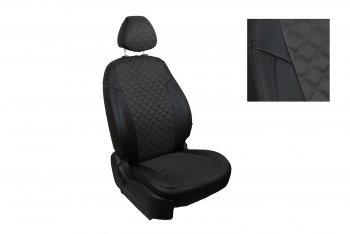 Чехлы для сидений Seintex Ромб Алькантара Nissan Qashqai  1 (2007-2013) дорестайлинг, J10 рестайлинг (Цвет: черный)