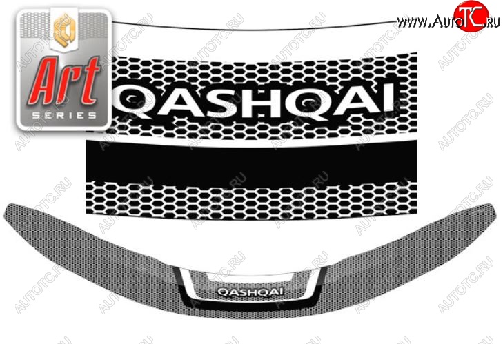 2 399 р. Дефлектор капота CA-Plastiс  Nissan Qashqai  2 (2013-2019) J11 дорестайлинг (Серия Art белая)  с доставкой в г. Пермь