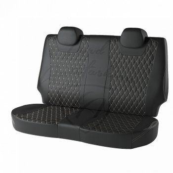 13 949 р. Чехлы для сидений Lord Autofashion Байрон (экокожа)  Nissan Qashqai  2 (2013-2022) J11 дорестайлинг, J11 рестайлинг (Чёрный, вставка чёрная, строчка бежевая)  с доставкой в г. Пермь. Увеличить фотографию 2