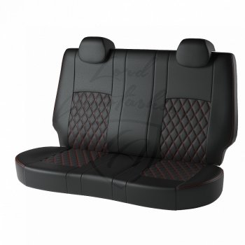 9 449 р. Чехлы для сидений Lord Autofashion Турин Ромб (экокожа) Nissan Qashqai 2 J11 дорестайлинг (2013-2019) (Чёрный, вставка чёрная, строчка красная)  с доставкой в г. Пермь. Увеличить фотографию 2
