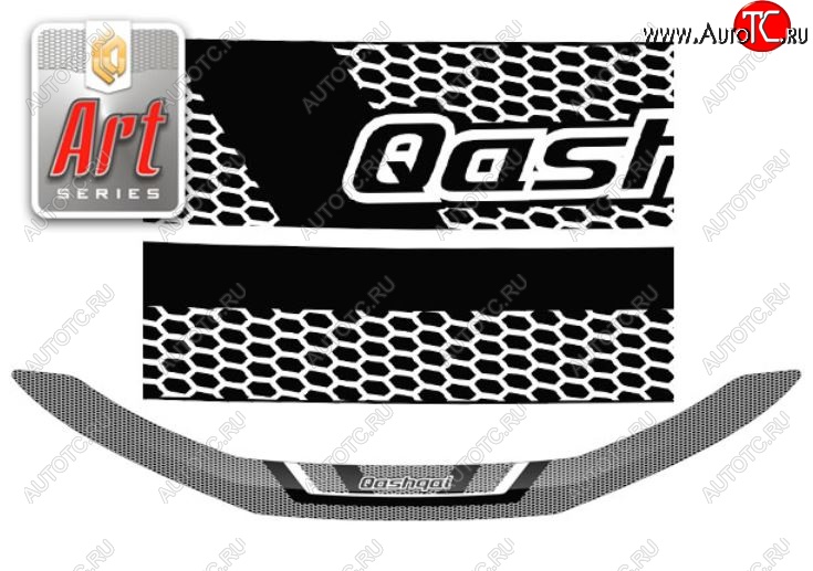 2 159 р. Дефлектор капота CA-Plastiс  Nissan Qashqai  2 (2017-2022) J11 рестайлинг (Серия Art белая)  с доставкой в г. Пермь