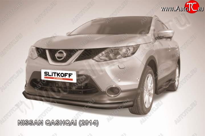 9 649 р. Защита переднего бампер Slitkoff  Nissan Qashqai  2 (2013-2019) J11 дорестайлинг (Цвет: серебристый)  с доставкой в г. Пермь