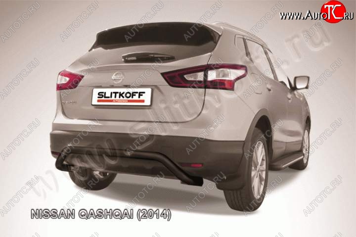 8 599 р. Защита задняя Slitkoff Nissan Qashqai 2 J11 дорестайлинг (2013-2019) (Цвет: серебристый)  с доставкой в г. Пермь