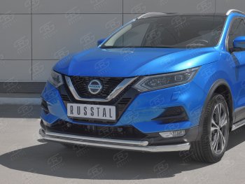 18 899 р. Защита переднего бампера (2 трубы Ø63 и 42 мм, нержавейка) SLITKOFF  Nissan Qashqai  2 (2017-2022) J11 рестайлинг  с доставкой в г. Пермь. Увеличить фотографию 2