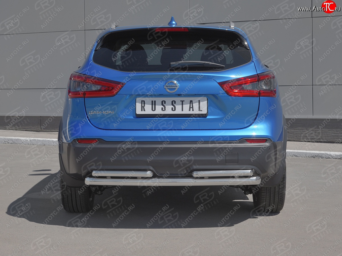 17 399 р. Защита заднего бампера (Ø63/42 мм, нержавейка) SLITKOFF  Nissan Qashqai  2 (2017-2022) J11 рестайлинг  с доставкой в г. Пермь