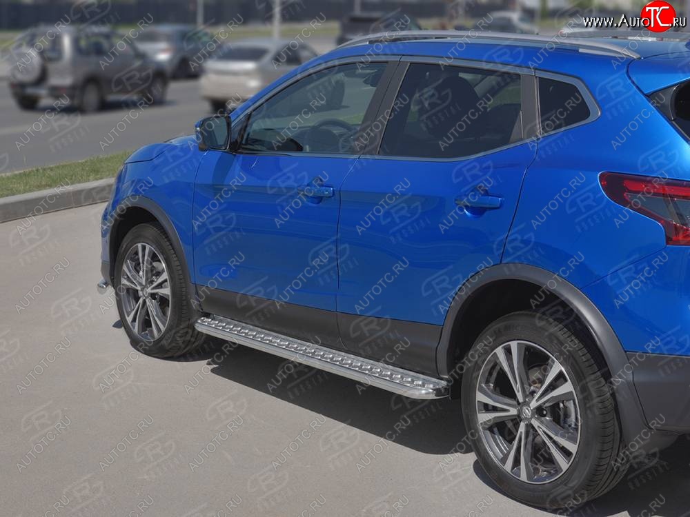 24 649 р. Порожки для ног SLITKOFF (Ø42 мм)  Nissan Qashqai  2 (2017-2022) J11 рестайлинг (Лист алюминиевый, труба - нержавейка)  с доставкой в г. Пермь