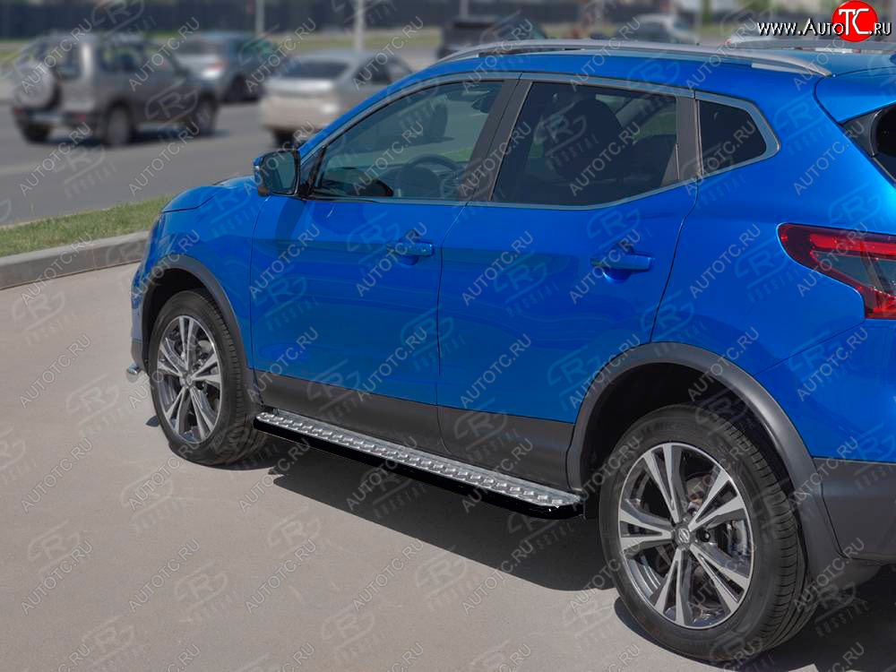 22 999 р. Порожки для ног SLITKOFF (Ø42 мм)  Nissan Qashqai  2 (2017-2022) J11 рестайлинг (Лист алюминиевый, труба - сталь окрашенная в черный цвет)  с доставкой в г. Пермь