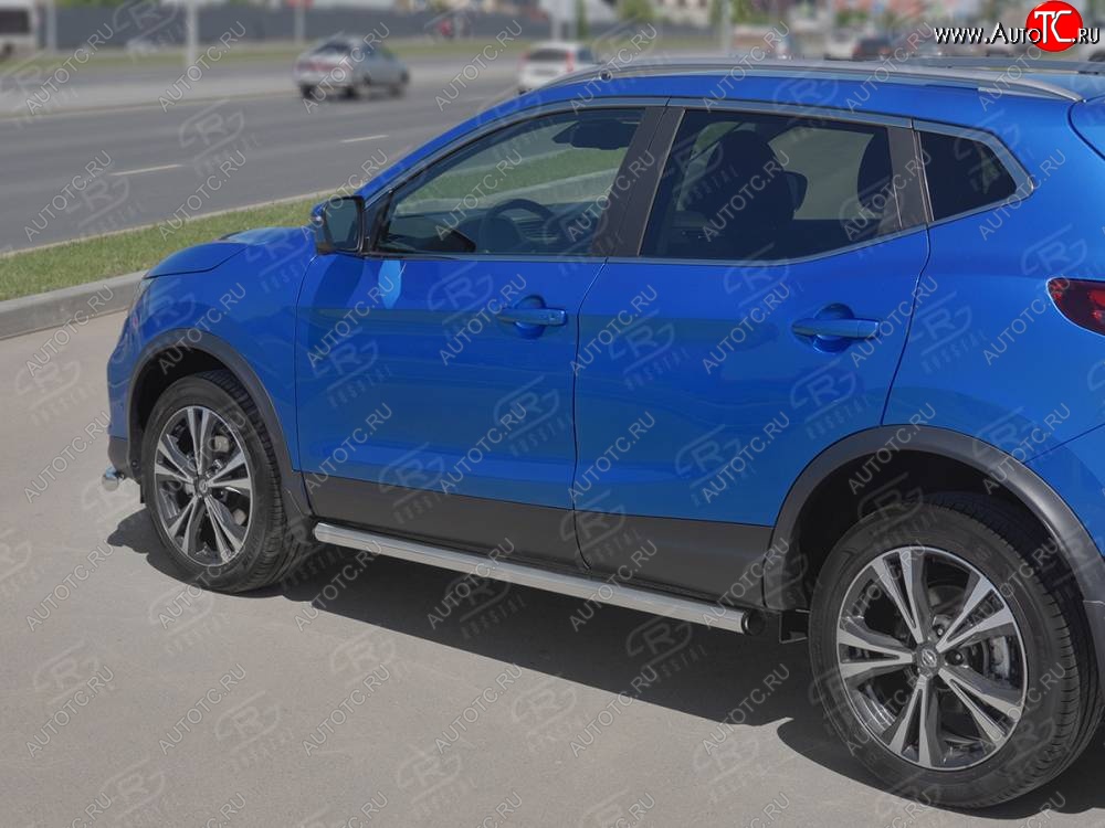 18 799 р. Защита порогов (Ø63 мм, нержавейка) SLITKOFF  Nissan Qashqai  2 (2017-2022) J11 рестайлинг (С пластиковыми заглушками на торцах)  с доставкой в г. Пермь