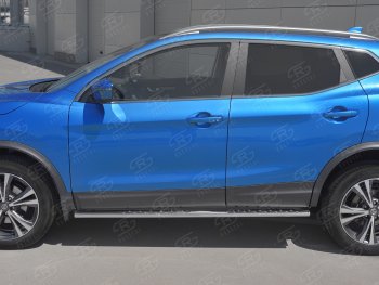 16 649 р. Защита порогов (Ø75x42 мм с проступью, нержавейка) Russtal Nissan Qashqai 2 J11 рестайлинг (2017-2022)  с доставкой в г. Пермь. Увеличить фотографию 2