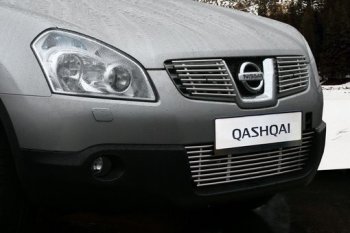 Декоративный элемент воздухозаборника Souz96 хром (d10) Nissan Qashqai +2  1 (2008-2010) J10 дорестайлинг
