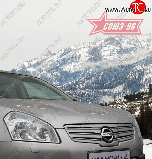 4 139 р. Декоративные элементы решетки радиатора Souz-96 (d10)  Nissan Qashqai +2  1 (2008-2010) J10 дорестайлинг  с доставкой в г. Пермь