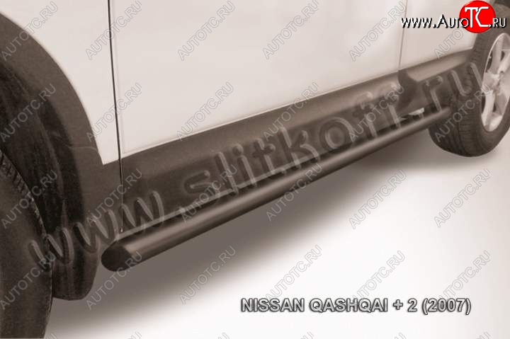 9 899 р. Защита порогов Slitkoff  Nissan Qashqai +2  1 (2008-2010) J10 дорестайлинг (Цвет: серебристый)  с доставкой в г. Пермь