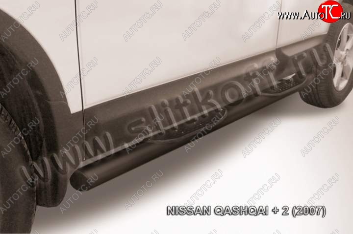 12 399 р. Защита порогов Slitkoff Nissan Qashqai +2 1 J10 дорестайлинг (2008-2010) (Цвет: серебристый)  с доставкой в г. Пермь