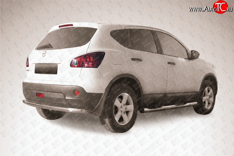 9 799 р. Защита заднего бампера из трубы диаметром 57 мм Slitkoff Nissan Qashqai +2 1 J10 дорестайлинг (2008-2010) (Нержавейка, Полированная)  с доставкой в г. Пермь