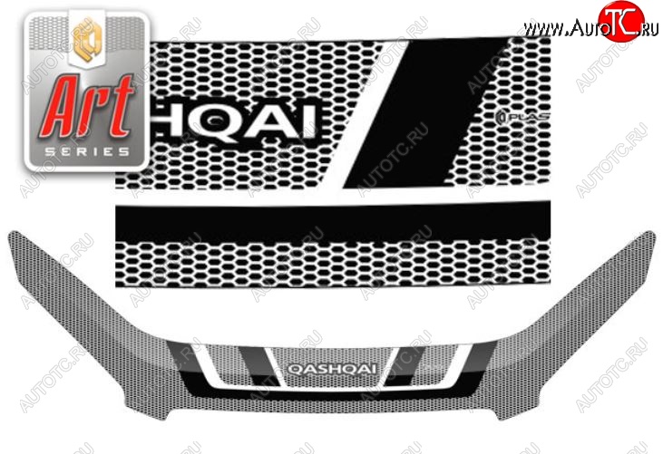 2 599 р. Дефлектор капота CA-Plastiс exclusive  Nissan Qashqai  1 (2010-2013) J10 рестайлинг (Серия Art серебро)  с доставкой в г. Пермь