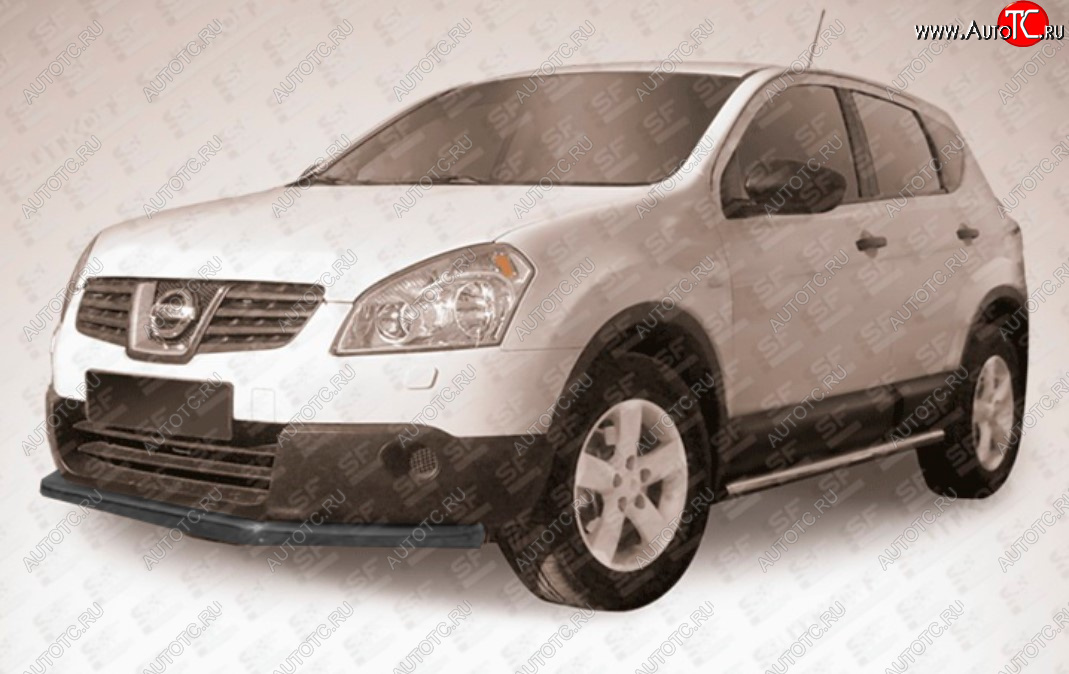 8 999 р. Защита переднего бампера Slitkoff (Ø 57 мм, длинная). Nissan Qashqai 1 J10 рестайлинг (2010-2013) (Сталь с полимерным покрытием. Цвет: черный)  с доставкой в г. Пермь