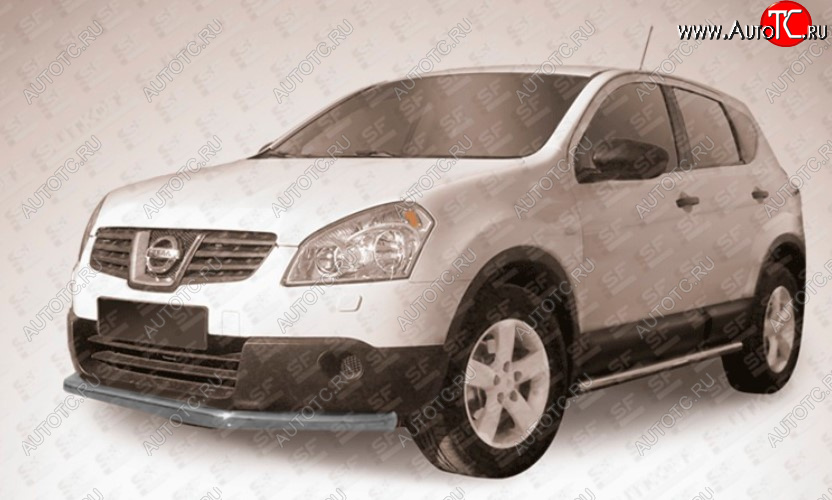 8 999 р. Защита переднего бампера Slitkoff (Ø 57 мм, длинная).  Nissan Qashqai  1 (2010-2013) J10 рестайлинг (Сталь с полимерным покрытием. Цвет: серебристый)  с доставкой в г. Пермь