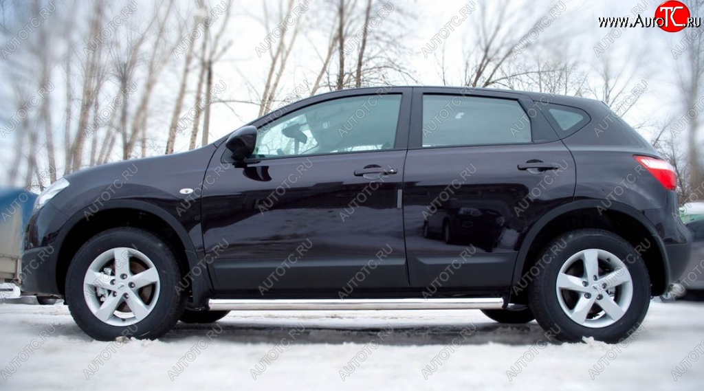 18 799 р. Защита порогов из круглой трубы диаметром 63 мм SLITKOFF v2  Nissan Qashqai  1 (2010-2013) J10 рестайлинг  с доставкой в г. Пермь