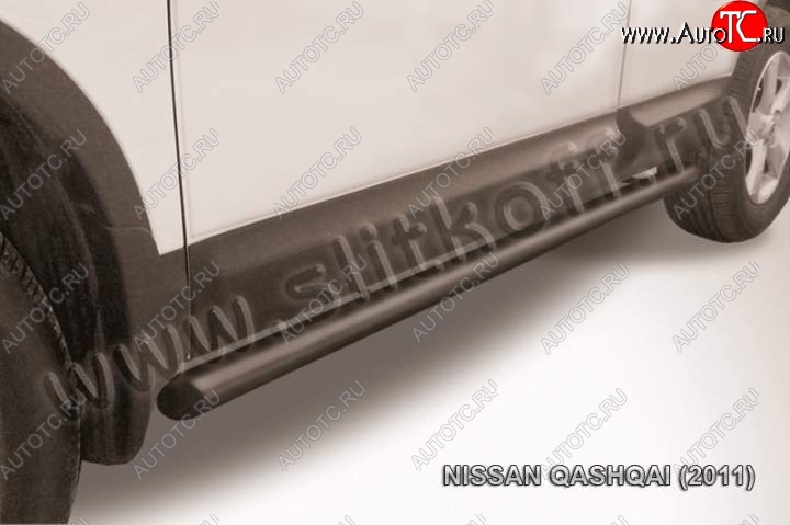 10 849 р. Защита порогов Slitkoff  Nissan Qashqai  1 (2010-2013) J10 рестайлинг (Цвет: серебристый)  с доставкой в г. Пермь