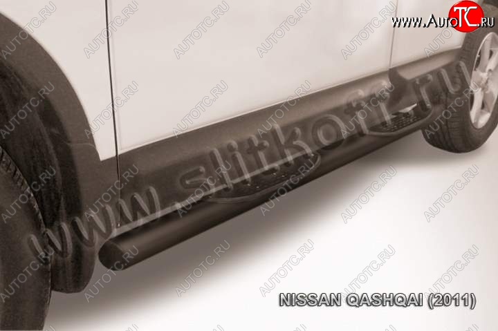 13 599 р. Защита порогов Slitkoff Nissan Qashqai 1 J10 рестайлинг (2010-2013) (Цвет: серебристый)  с доставкой в г. Пермь