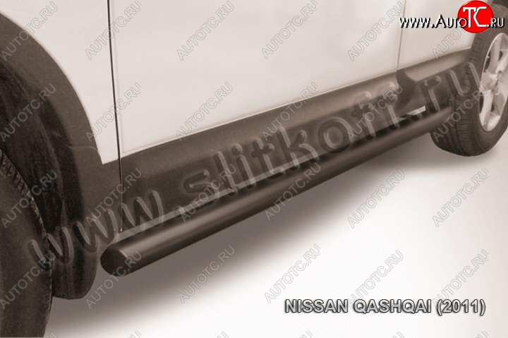 11 649 р. Защита порогов Slitkoff Nissan Qashqai 1 J10 рестайлинг (2010-2013) (Цвет: серебристый)  с доставкой в г. Пермь