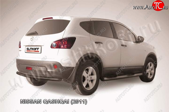 7 599 р. Защита задняя Slitkoff  Nissan Qashqai  1 (2010-2013) J10 рестайлинг (Цвет: серебристый)  с доставкой в г. Пермь