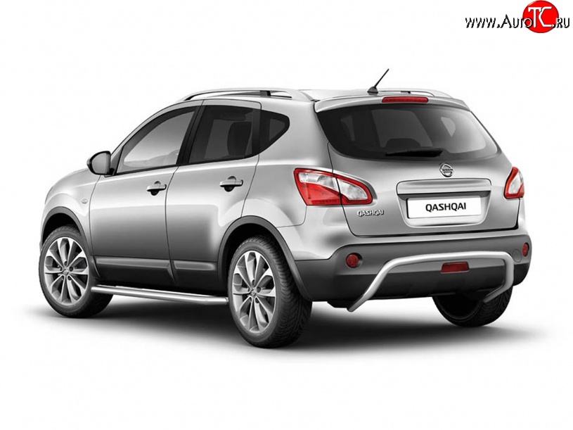5 199 р. Защита заднего бампера из трубы диаметром 51 мм Petroil Tuning  Nissan Qashqai  1 (2010-2013) J10 рестайлинг (Нержавеющая полированная сталь)  с доставкой в г. Пермь