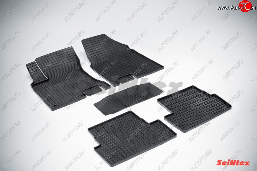 3 699 р. Износостойкие коврики в салон с рисунком Сетка SeiNtex Premium 4 шт. (резина) Nissan Qashqai 1 дорестайлинг (2007-2010)  с доставкой в г. Пермь