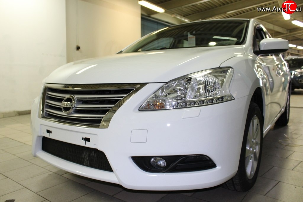 1 469 р. Сетка на бампер Russtal (черная) Nissan Sentra 7 B17 (2014-2017)  с доставкой в г. Пермь