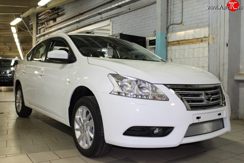 1 539 р. Сетка на бампер Russtal (хром) Nissan Sentra 7 B17 (2014-2017)  с доставкой в г. Пермь