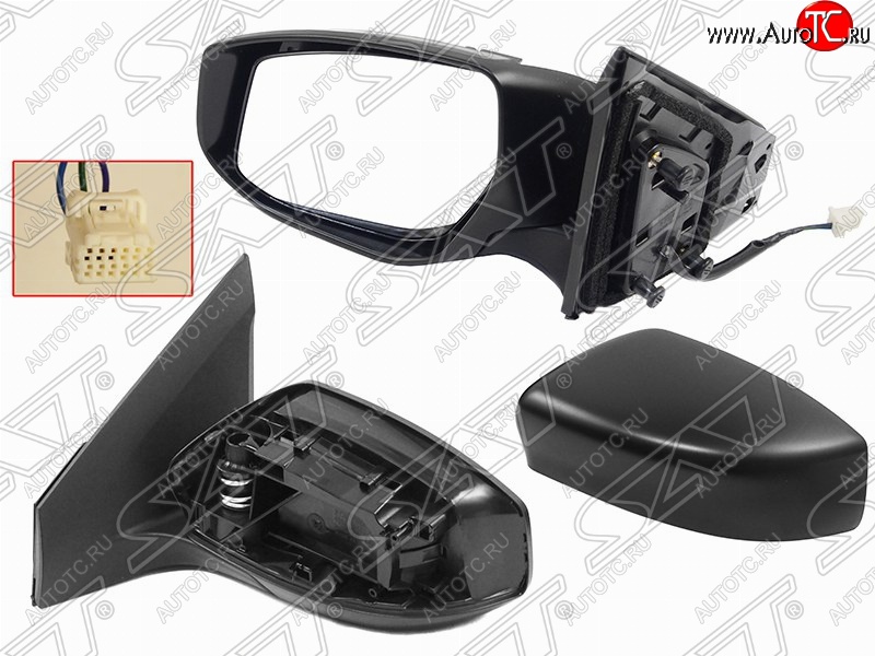 2 659 р. Левое боковое зеркало заднего вида SAT (3 контакта) Nissan Sentra 7 B17 (2014-2017) (Неокрашенное)  с доставкой в г. Пермь