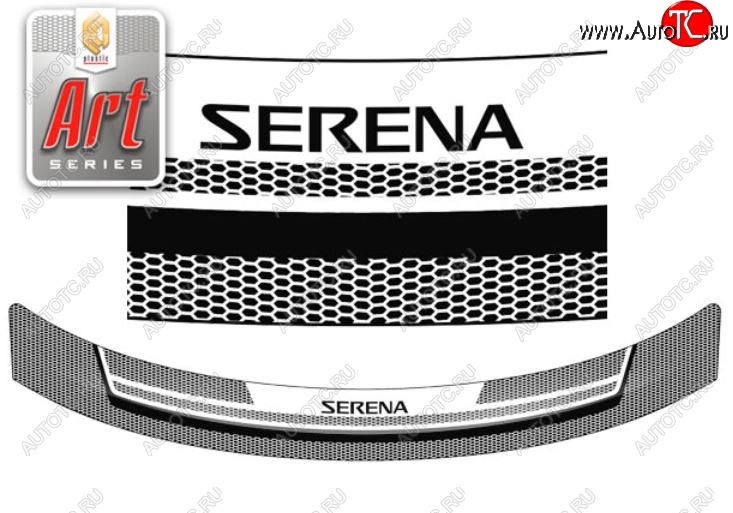 2 199 р. Дефлектор капота CA-Plastiс  Nissan Serena  3 (2005-2010) (Серия Art белая)  с доставкой в г. Пермь