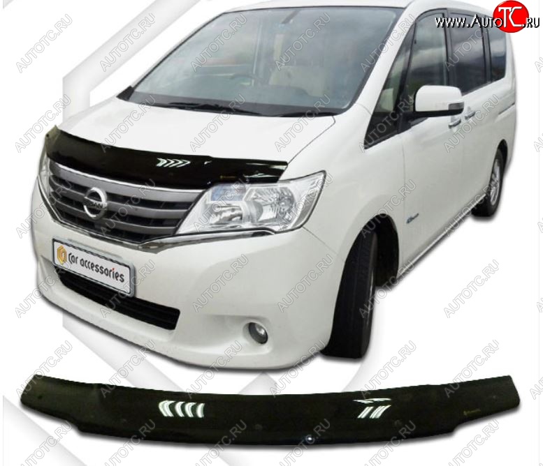 1 999 р. Дефлектор капота CA-Plastiс  Nissan Serena  C26 (2010-2013) минивэн дорестайлинг (Classic черный, Без надписи)  с доставкой в г. Пермь