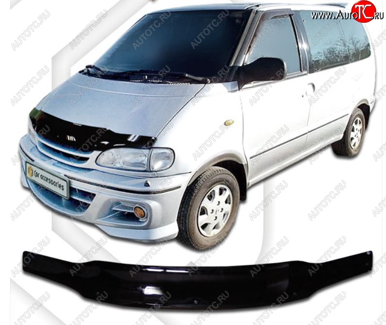 1 999 р. Дефлектор капота CA-Plastic Nissan Serena 1 (1991-2001) (Classic черный, Без надписи)  с доставкой в г. Пермь