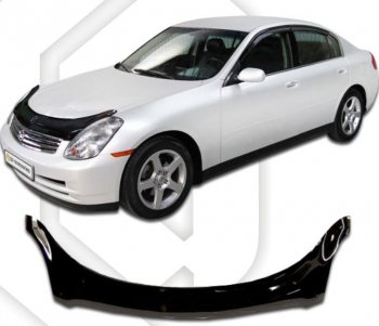 2 399 р. Дефлектор капота CA-Plastiс Nissan Skyline V35 (2001-2007) (серия Classic черный, Без надписи)  с доставкой в г. Пермь. Увеличить фотографию 2