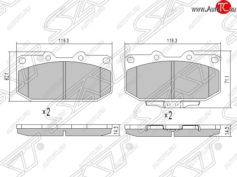 1 099 р. Колодки тормозные SAT (передние) Subaru Impreza GD седан дорестайлинг (2000-2002)  с доставкой в г. Пермь