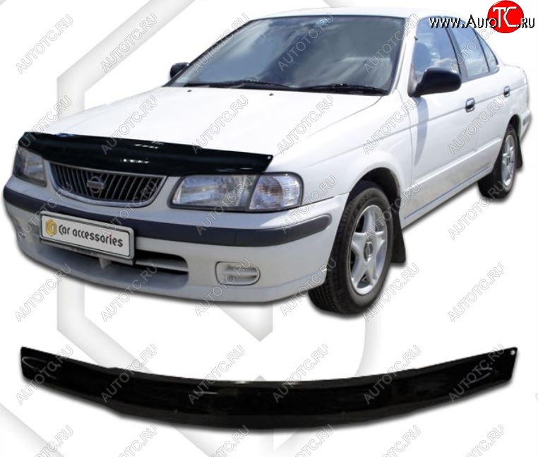 1 899 р. Дефлектор капота CA-Plastic Nissan Sunny B15 (1998-2004) (Classic черный, Без надписи)  с доставкой в г. Пермь