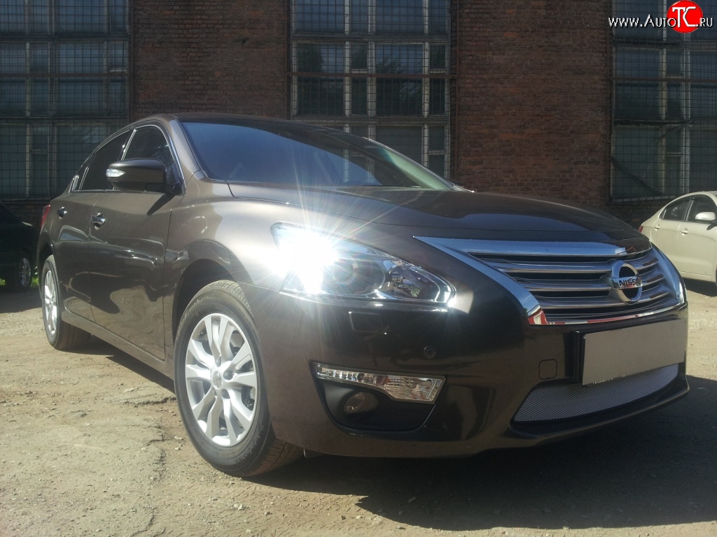 1 539 р. Сетка на бампер Russtal (хром) Nissan Teana 3 L33 дорестайлинг (2014-2020)  с доставкой в г. Пермь