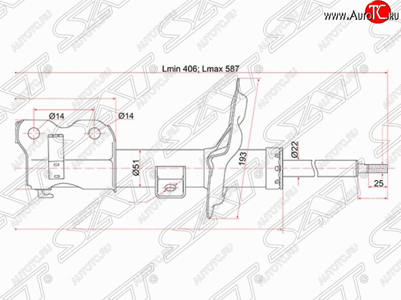 4 199 р. Правый амортизатор передний SAT Nissan Teana 1 J31 дорестайлинг (2003-2005)  с доставкой в г. Пермь